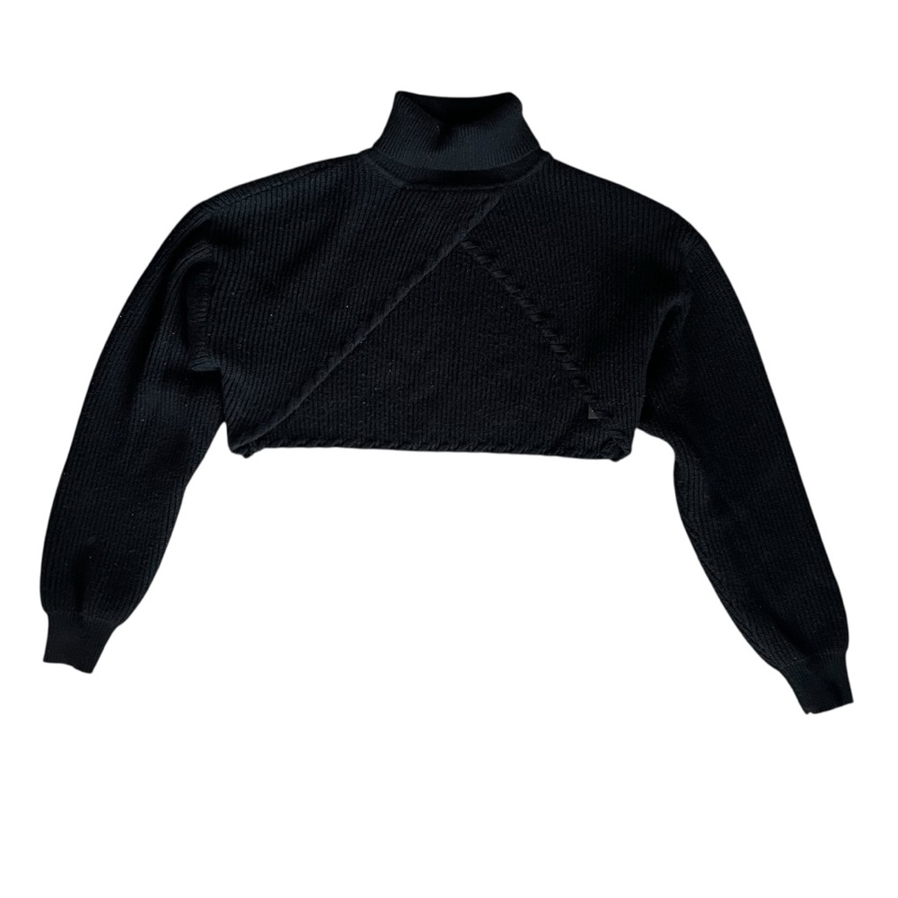 ASTR Revolve Women’s Taissa Bolero Black Knit Shrug Turtleneck Mockneck Sweater - Picture 2 of 11